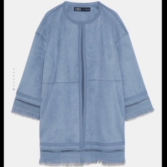 Zara Fringed Faux Suede Jacket - Picture 2 of 9